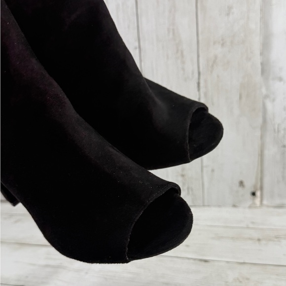 Wild Diva Morris Women's black Peep Toe Ankle Boots Chunky 7.5 Heels Bootie - Picture 5 of 15